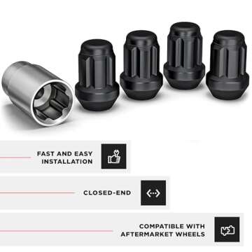 White Knight Lug Nuts for Car Wheels - Matte Black Set 40700SMBT