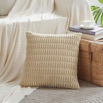 Fancy Homi 2 Packs Tan Decorative Throw Pillow Covers 18x18 Inch for Living Room Couch Bed Sofa, Sof...