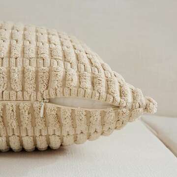 Fancy Homi 2 Packs Tan Decorative Throw Pillow Covers 18x18 Inch for Living Room Couch Bed Sofa, Soft Striped Corduroy Square Cushion Case 45x45 cm, Beige Rustic Farmhouse Boho Home Decor