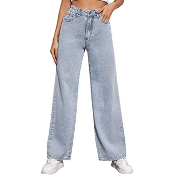 SOLY HUX Women's Casual Denim Pants High Waisted Wide Leg Jeans Blue#1 XXS