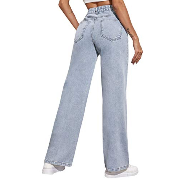 Stylish High Waisted Wide Leg Denim Jeans for Women