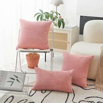 Home Brilliant Striped Corduroy Rectangle Throw Pillow Cover Oblong Throw Pillowcase Cushion Cover f...