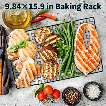 MoTrust Non-Stick Steel Baking Rack & Cooling Rack, for Cookies,Cakes, Breads and More (Heavy Duty,O...