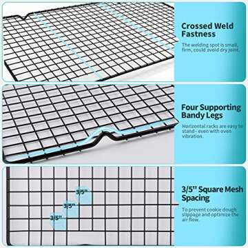 MoTrust Non-Stick Steel Baking Rack & Cooling Rack, for Cookies,Cakes, Breads and More (Heavy Duty,Oven Safe)-9.84"x15.9"-1 Piece
