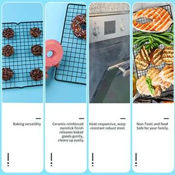 MoTrust Non-Stick Steel Baking Rack & Cooling Rack, for Cookies,Cakes, Breads and More (Heavy Duty,Oven Safe)-9.84"x15.9"-1 Piece