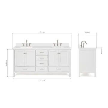 ARIEL 73" Double Bathroom Vanity with Quartz Top & Soft Close Drawers