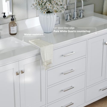 ARIEL 73" Double Bathroom Vanity with Quartz Top & Soft Close Drawers