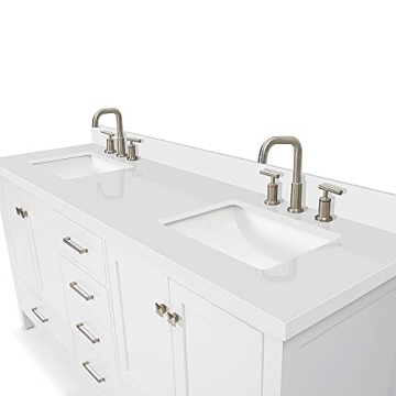 ARIEL 73" Double Bathroom Vanity with Quartz Top & Soft Close Drawers