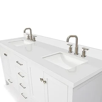 ARIEL 73" Double Bathroom Vanity with Quartz Top & Soft Close Drawers