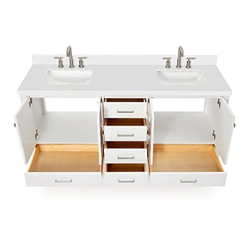 ARIEL 73" Double Bathroom Vanity with Quartz Top & Soft Close Drawers