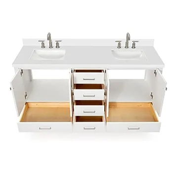ARIEL 73" Double Bathroom Vanity with Quartz Top & Soft Close Drawers