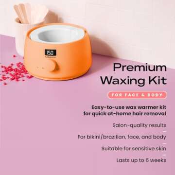 KoluaWax Premium Waxing Kit for Women - Hot Melt Hard Wax Warmer for Hair Removal, Eyebrow, Bikini, ...