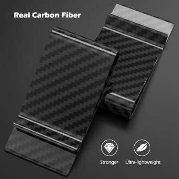 Travelambo Carbon Fiber Money Clip Front Pocket Wallet Minimalist Wallet Slim Wallet Credit Business...
