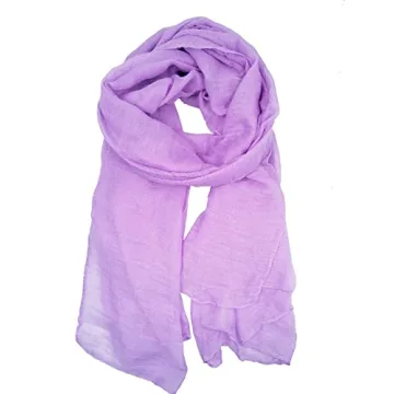 Woogwin Women's Cotton Scarves Lady Light Soft Fashion Solid Scarf Wrap Shawl(One Size, Light Purple...