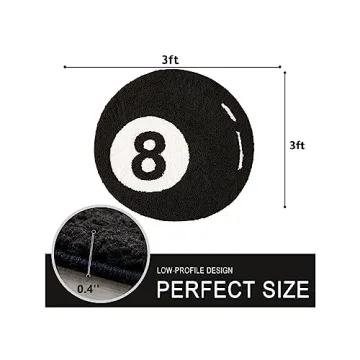 Estmy 8 Ball Rug - Fun 3ft Round Area Rug for All Spaces