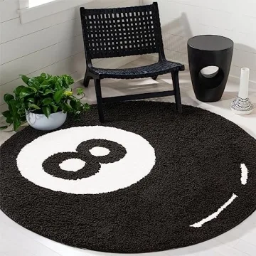 Estmy 8 Ball Rug - Fun 3ft Round Area Rug for All Spaces