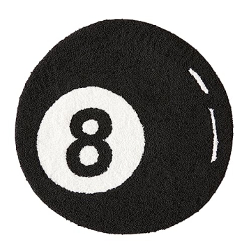Estmy 8 Ball Rug - Fun 3ft Round Area Rug for All Spaces