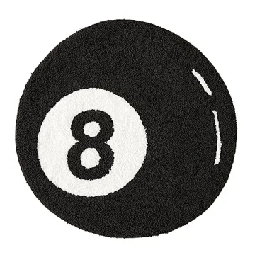Estmy 8 Ball Rug - Fun 3ft Round Area Rug for All Spaces