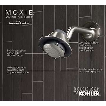 MOXIE® 2.5GPM SHOWERHEAD/BLUETOOTH - Hassle-Free Music and Showering Experience