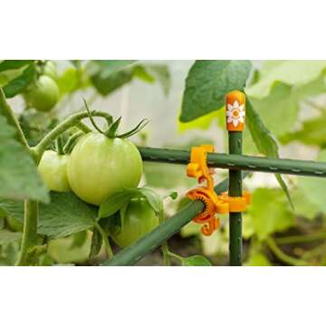 Plant Support Clips | Tomato Cage Connectors for Trellis, Garden Stakes, Wire Fence, Climbing Plants, Vine, Gardening Protection, Indoor Plants & Hydroponics Systems (Incognito Green - 100 Pack)