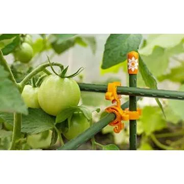 Plant Support Clips | Tomato Cage Connectors for Trellis, Garden Stakes, Wire Fence, Climbing Plants, Vine, Gardening Protection, Indoor Plants & Hydroponics Systems (Incognito Green - 100 Pack)