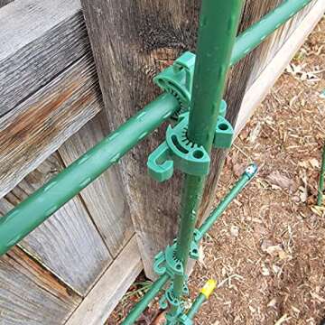 Plant Support Clips | Tomato Cage Connectors for Trellis, Garden Stakes, Wire Fence, Climbing Plants, Vine, Gardening Protection, Indoor Plants & Hydroponics Systems (Incognito Green - 100 Pack)