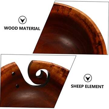 VILLCASE Wooden Yarn Bowl Decorative Yarn Storage Holder for Crochet and Knitting Handcrafted Rosewo...