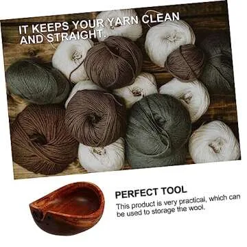 VILLCASE Wooden Yarn Bowl Decorative Yarn Storage Holder for Crochet and Knitting Handcrafted Rosewood Design for Yarn Crafting and Organizing Ideal Yarn Craft Bowl for Knitting
