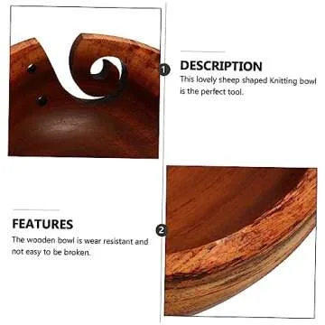 VILLCASE Wooden Yarn Bowl Decorative Yarn Storage Holder for Crochet and Knitting Handcrafted Rosewood Design for Yarn Crafting and Organizing Ideal Yarn Craft Bowl for Knitting