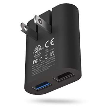 iHome 2-Port USB Wall Charger - Rapid Charging Flat Adapter for Devices