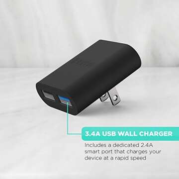 iHome 2-Port USB Wall Charger for Home & Travel