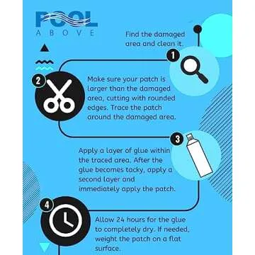 Heavy Duty Vinyl Repair Patch Kit for Above-Ground Pool Liner Repair; Glue and Patch Inflatables; Boat; Raft; Kayak; Air Beds; Inflatable Mattress Repair Blue