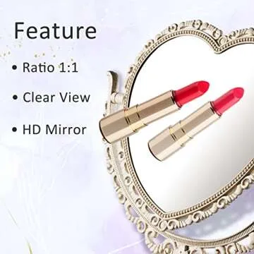 RECEESOON White Heart Mirror Double Sides, Tabletop Mount Aesthetic Heart Shaped Mirror, Vanity Makeup Mirror for Desk, Cute Vintage Mirror