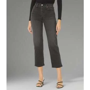 Levi's Women's Ribcage Straight Ankle Jeans, (New) Black Rinse, 30