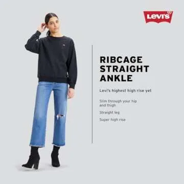 Levi's Women's Ribcage Straight Ankle Jeans, (New) Black Rinse, 30
