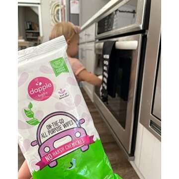 All Purpose Wipes by Dapple Baby, Hypoallergenic & Powered by Plants Cleaning Wipes, Hint of Lavender, 30 Count (Pack of 4)