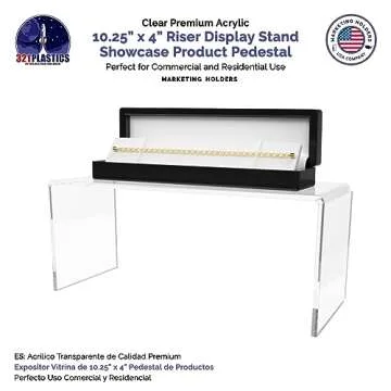 Acrylic Riser Display Stand Clear Lucite One Piece 10" Wide by 4" Deep Retail Showcase Countertop Platform for Products and Merchandise in Shops and Boutiques by Marketing Holders