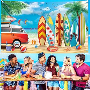 KatchOn, Xtralarge Beach Backdrop for Party - 72x44 Inch | Beach Party Backdrop, Beach Banners | Beach Party Decorations, Summer Party Decorations | Beach Photo Backdrop for Surf Party Decorations