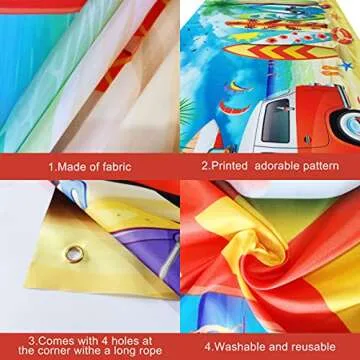 KatchOn, Xtralarge Beach Backdrop for Party - 72x44 Inch | Beach Party Backdrop, Beach Banners | Beach Party Decorations, Summer Party Decorations | Beach Photo Backdrop for Surf Party Decorations