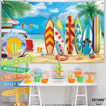 KatchOn, Xtralarge Beach Backdrop for Party - 72x44 Inch | Beach Party Backdrop, Beach Banners | Beach Party Decorations, Summer Party Decorations | Beach Photo Backdrop for Surf Party Decorations