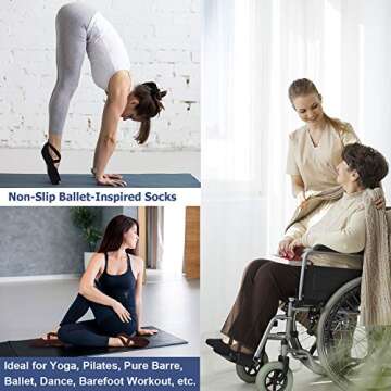 Ozaiic Yoga Socks for Women Non-Slip Grips & Straps, Ideal for Pilates, Pure Barre, Ballet, Dance, Barefoot Workout (4 Pairs-Coffee/Green/Black/Gray, one_size)