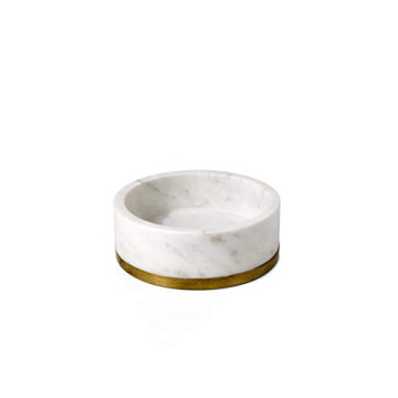 Serene Spaces Living White Marble Bowl with Brass Ring - Elegant Decorative Bowl for Home and Gift