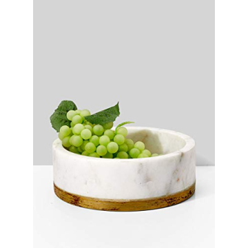 Stunning White Marble Bowl with Brass Ring for Home Decor