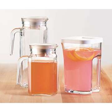 Amici Home Italian Igloo Quadra Glass Pitcher with Lid and Spout | 17 Ounce | Clear Glass Water Pitc...