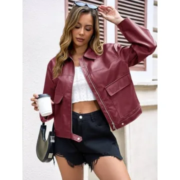 Cicy Bell Women’s Stylish Faux Leather Bomber Jacket