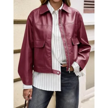 Cicy Bell Women’s Stylish Faux Leather Bomber Jacket