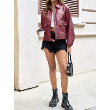 Cicy Bell Women’s Stylish Faux Leather Bomber Jacket