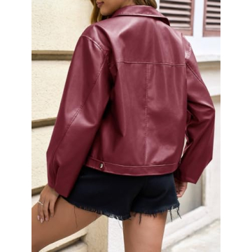 Cicy Bell Women’s Stylish Faux Leather Bomber Jacket