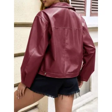 Cicy Bell Women’s Stylish Faux Leather Bomber Jacket