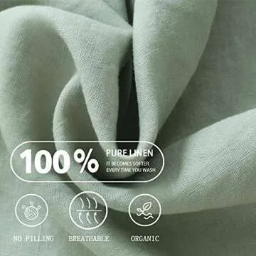 S VICTORY SYMBOL 100% Organic Linen Duvet Cover Set Queen,Stone Washed French Flax Quilt Bedding Set 3 Pieces,Comforter Cover(Light Green) Soft,Breathable
